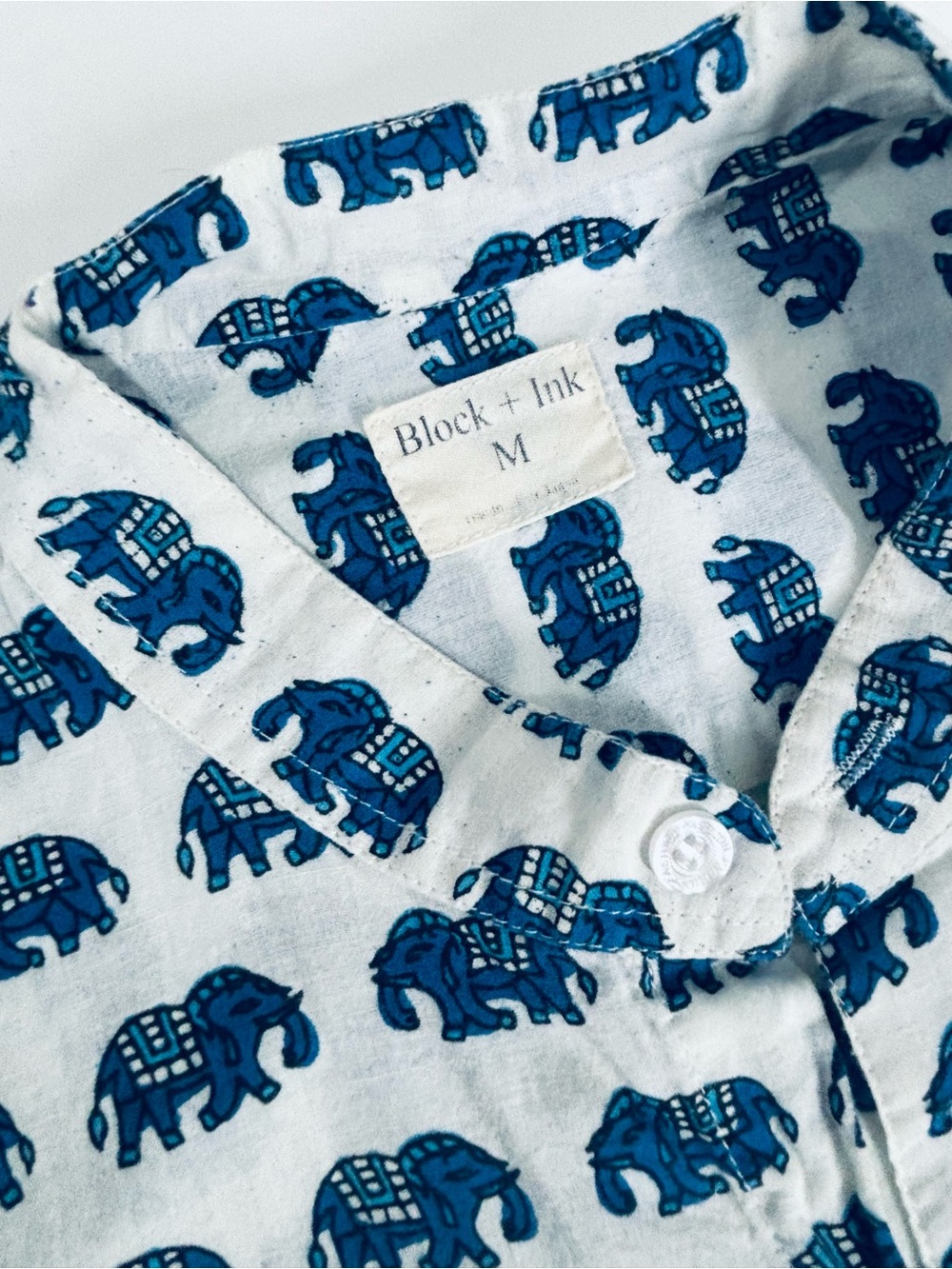 Elephant Shirt Block & Ink Men's Short-Sleeve Elephant Print Cotton Shirt Medium
